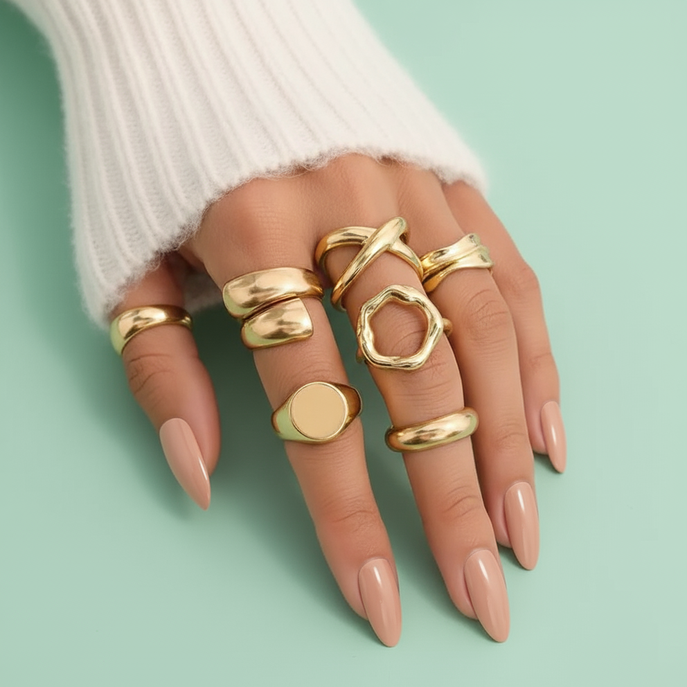 Set of 6 Midi Finger Rings for Women